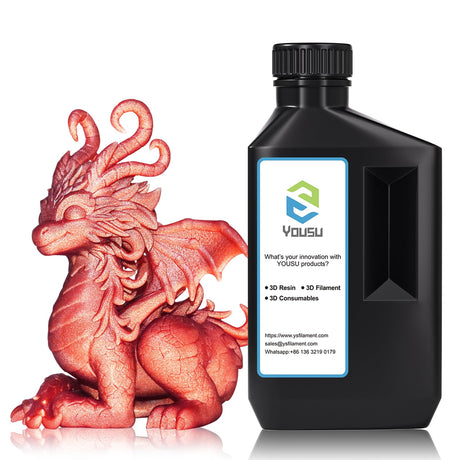 YOUSU 3D Printer Metallic Resin,Fast Curing 3D Metal Printing Resin 1KG, Magical Metallic Effect Photopolymer Resin for LCD DLP 3D Printing (1000g,Metal Copper) Yousu