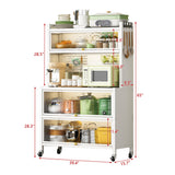 Legendstone Kitchen Pantry Storage Cabinet, 5 Tier 65" H Metal Sideboard with Wheels and Acrylic Glass Door, Modern Kitchen Storage Rack for Home, Office,Pantry (White, 5 Tiers) Legendstone