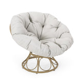 Rpuzonier Wicker Papasan Chair with 360-Degree Swivel Base, Papasan Lounge Chair with Soft Cushion and Sturdy Frame, Swivel Papasan Chair Circle Chair for Living Room, Bedroom, Reading Room Rpuzonier