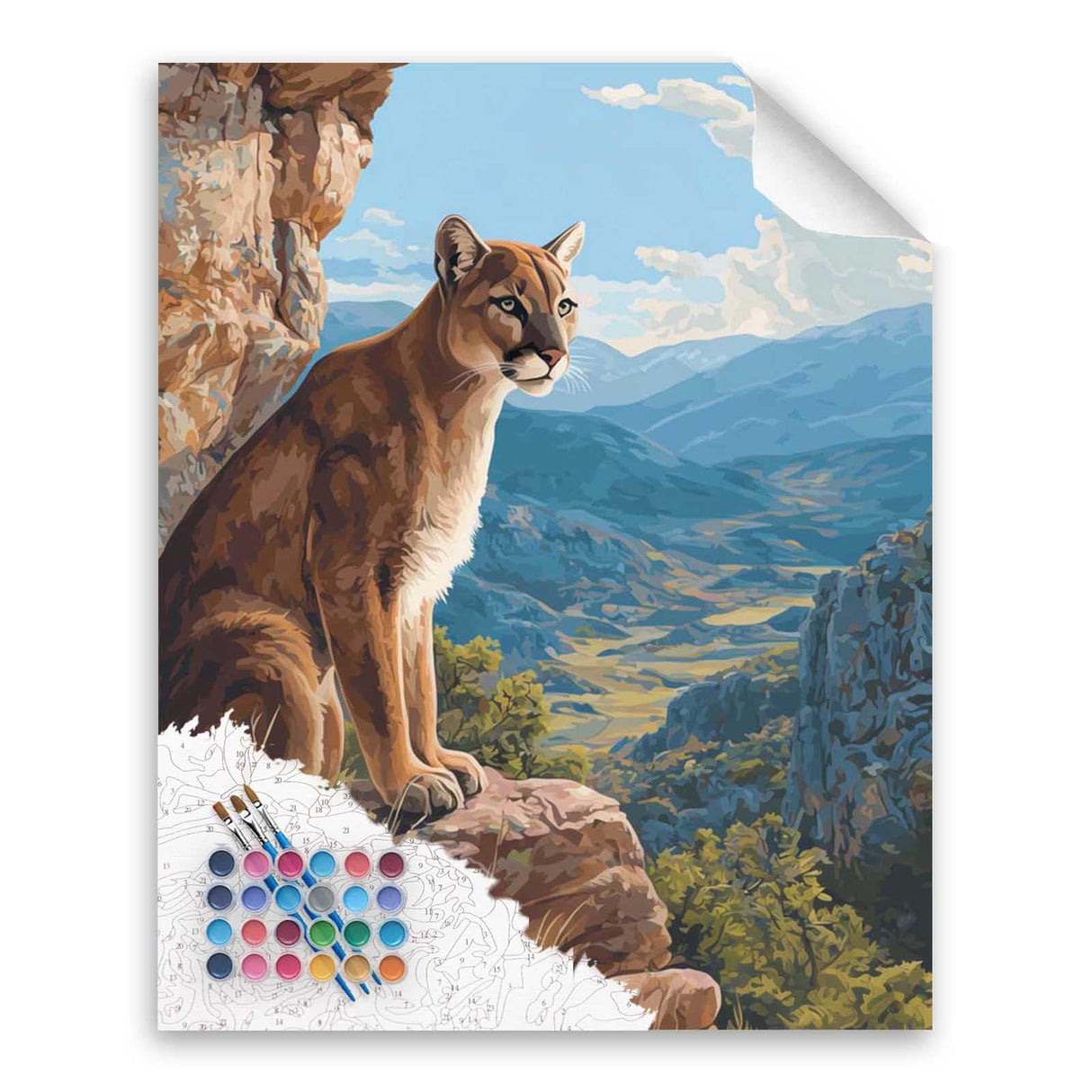 Lion Paint by Number, Animal Paint by Numbers Kit for Adults, Mountain Lion Canvas Wall Art, USA Canyon Landscape Acrylic Painting, Wild Animals Poster Home Wall Decor(16x20inch, No Frame) Cawpom