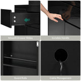 DWVO 71''Tall Kitchen Pantry Storage Cabinet, Modern Buffet Cabinet with Hutch, Kitchen Hutch Cabinet with Outlet, Large Food Pantry Cabinet with Doors and Shelves, Wine Rack for Dining Room, Black DWVO