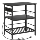HOOBRO Kitchen Island with Storage, Kitchen Island Table with Power Outlet, 35.4" L 3 Tier Coffee Station and Microwave Stand, for Home, Kitchen and Dining Room, Black BB021ZD01 HOOBRO
