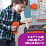 Step2 Big Builders Pro Kids Workbench, Indoor/Outdoor Tool Bench for Children, Interactive Play with Sounds, Made of Durable Plastic, Includes 45 Piece Toy Accessories, For Toddlers 3+ Years Old Step2