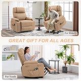 Power Lift Recliner Chair for Elderly, Electric Stand Assist Reclining Chair with Massage and Heat Function, Leather Living Room Furniture, Comfy Single Sofa with Cup Holders, Side Pockets, Brown BRTHORY
