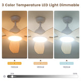 Newdayr 60" Wood Ceiling Fan with Lights Remote and Control, 6 Speeds, 3 Color Tones Dimmable LED, 6H Timer, Modern, Noiseless Reversible DC Motor, Large Indoor, Kitchen, Bedroom, Living Room Newday