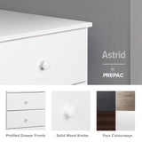 Prepac Astrid Simplistic 4-Drawer Dresser for Bedroom, Functional Bedroom Dresser Chest of Drawers 16" D x 30" W x 36.25" H, White, WDBR-0401-1 Prepac