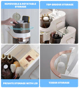 Lozovin 4-Tiers Slim Bathroom Storage Cabinet, Waterproof Narrow Floor Cabinet with Tissue Box and Wheels, Skinny Storage Organizer with Drawers for Small Spaces, Bathroom, Kitchen, Bedroom, 6.7″ Lozovin