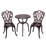 3 Piece Bistro Set,Outdoor Patio Set,Anti-Rust Cast Aluminum Bistro Table Set for Park Yard Front Porch Furniture(New Brown)… C/G patio casa