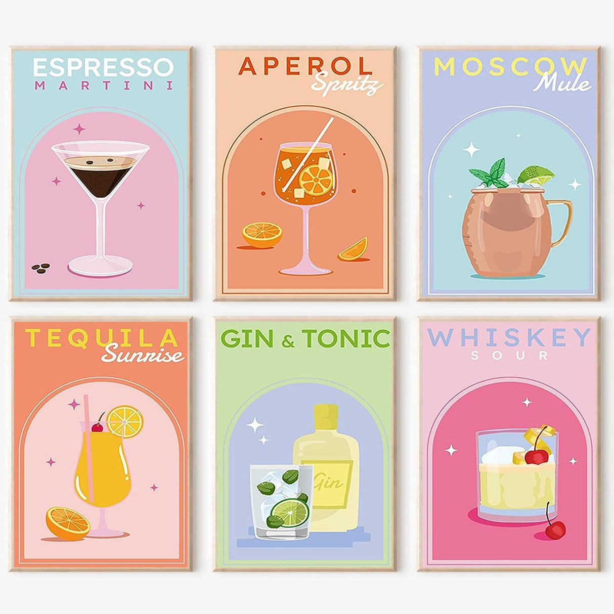 YALKIN 6 Packs Paint by Number Kits for Adults Beginners, DIY Acrylic Painting by Number Kits on Canvas Without Frame, Cocktail Adults Paint by Number for Home Wall Decor Gifts 20x30CM/7.8x11.8IN YALKIN