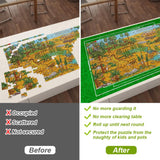 Ainiv Jigsaw Puzzle Mat Roll Up 1500 Pieces, 46" x 26" Portable Felt Puzzles Board with Travel Storage Bag, Jigsaw Saver Pad Keeper for Adults Teens, Green Ainiv