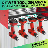 NRCUWI Garden Power Tool Organizer, Heavy Duty Tools Storage Rack Wall Mount with Charging Station, 3 Layers Yard Tool Shelf Drill Holder for Ryobi Tools - Ideal for Garage, Workshop NRCUWI