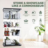 HAMBING Mirrored Glass Display Cabinet with Lock, 4-Shelf Tempered Glass Curio Cabinet with 2 Doors, Collectible Display Showcase for Living Room, Bedroom – Black HAMBING