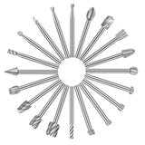 20Pcs HSS Different Burr Set Carving Bits Wood Engraving Router Bit w/ 1/8"(3mm) Shank, Rotary Tools Accessories for DIY Woodworking and Carving Auto-plaza