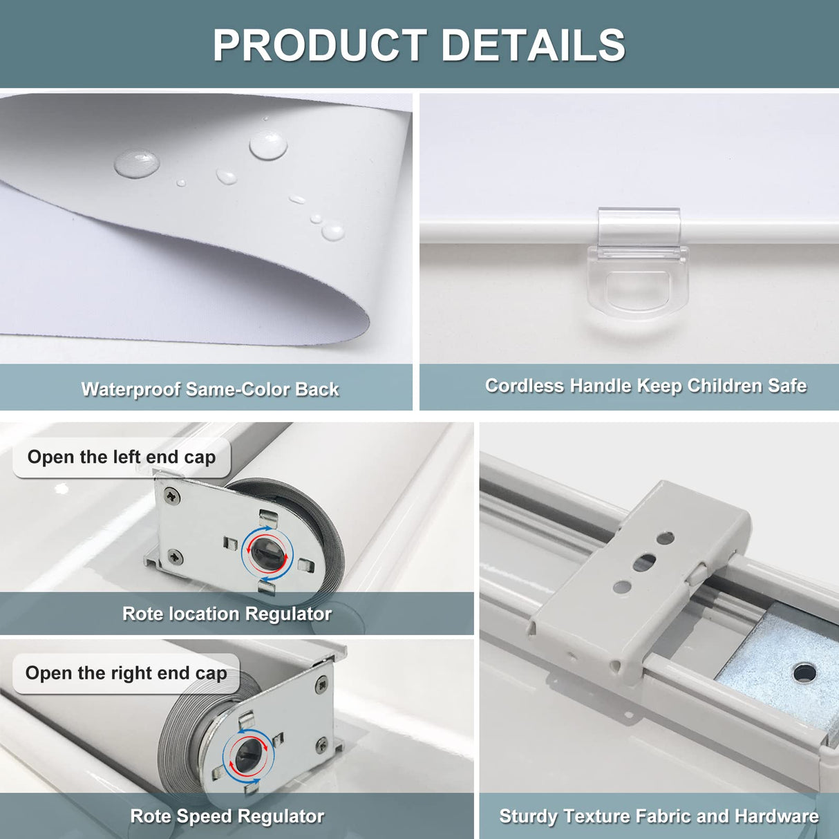 AOSKY Cordless Roller Shades Blackout Blinds for Windows Room Darkening Rolled Up Shades with Spring System, UV Protection Window Shades Door Blinds for Home and Office (27" W x 72" H, White) AOSKY