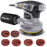 Jellas 5-Inch Random Orbital Sander with 18Pcs Sandpapers, 13000RPM 6 Variable Speed Sander Machine, High Performance Dust Collection System for Woodworking, 2.5A, Dust Collection Bag Include - OS280 Jellas