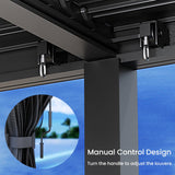 SUNBURY 10'X 20' Louvered Pergola, Aluminum Outdoor Pergola with 4 Adjustable Roof, All-Weather Use, Netting & Privacy Curtains, Waterproof Patio Shade Cover for Patio, Backyard, Lawn, Garden, Black SUNBURY