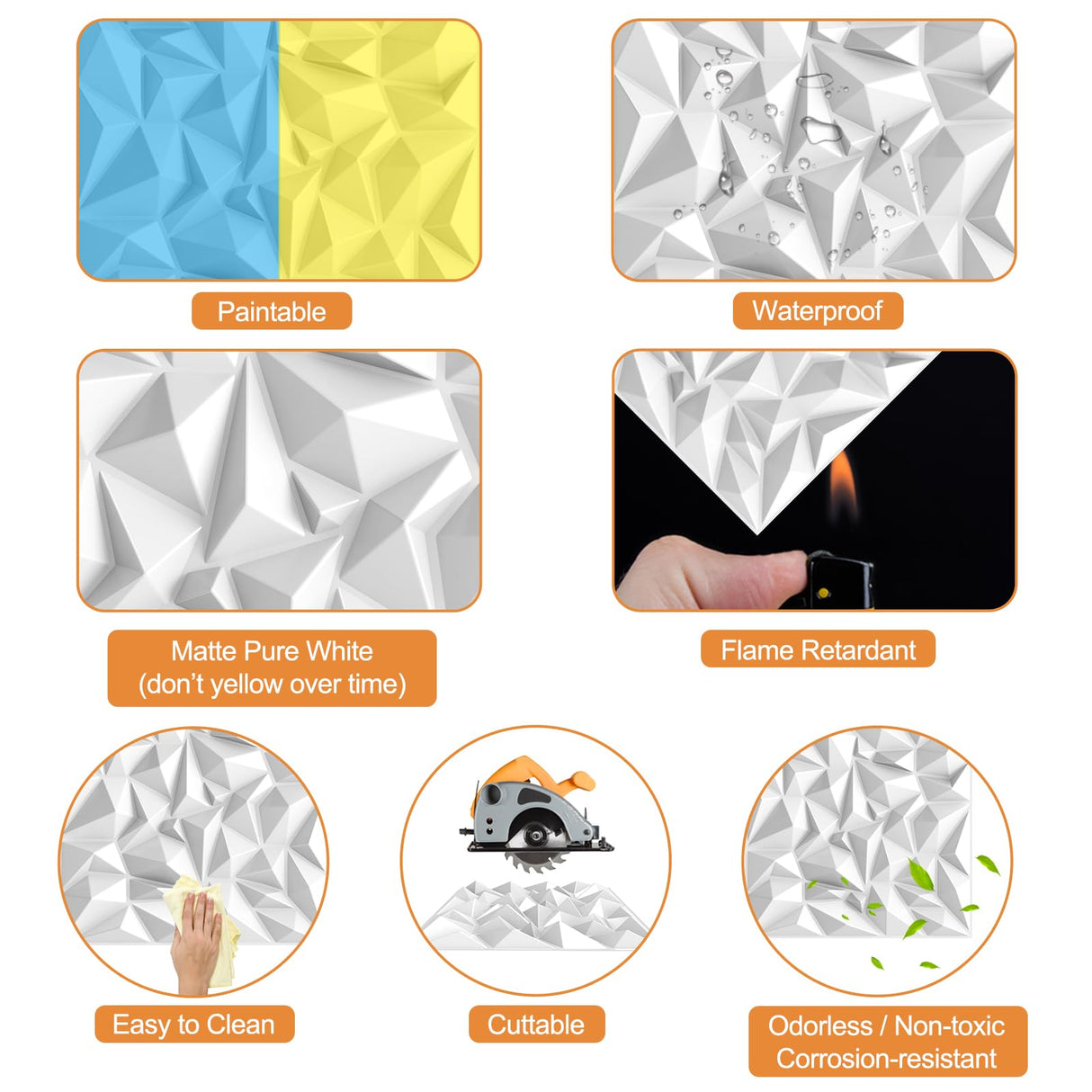 TroyStudio Acoustic Sound Diffuser Panels, 19.7 X 19.7 X 1 inches 12 Pcs White PVC Plastic 3D Wall Panel, Recording Studio Acoustical Treatment Diffusion panel, Art Decorative Ceiling Tiles TroyStudio