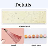 JOOZ 4 Pack Easy Paint by Numbers Kit for Adults, Wood Bookmarks Paint by Numbers for Book Lovers, DIY Mountain Sunset Moon Oil Painting by Number Bookmarks with Tassel for Gift 7x2 Inch JOOZ