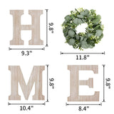Wooden Home Sign Wall Hanging Decor Wood Home Letters for Wall Art with Artificial Eucalyptus Wreath Rustic Home Decor Farmhouse, Wall Decor for Living Room Entryway Housewarming Gift (Natural) Pinkpum