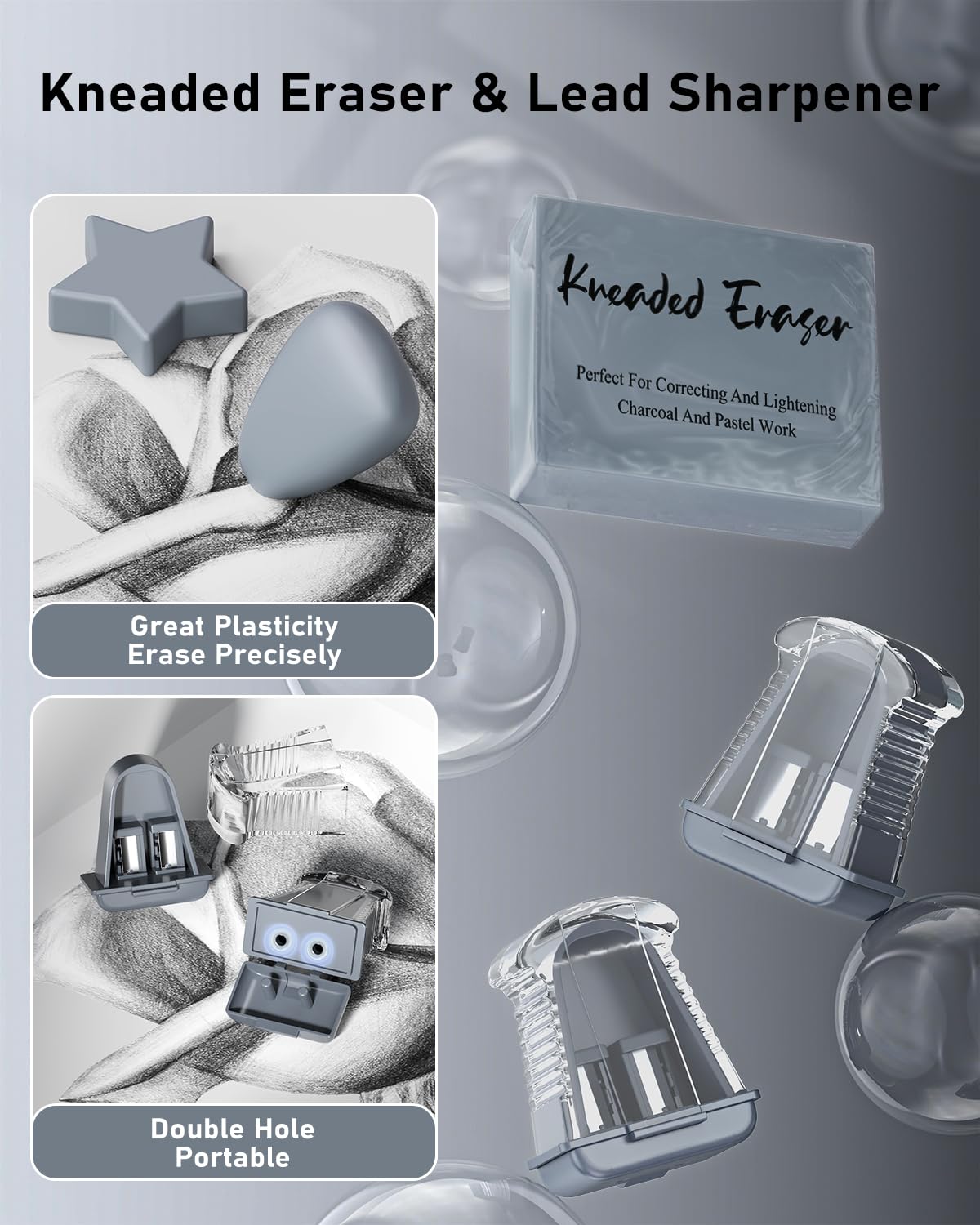 FourCandies 25PCS Art Mechanical Pencil Set with Case, 3PCS Metal Artist Lead Pencil 0.5, 0.7, 0.9 mm & 3PCS 2mm Lead Holder(HB 2H 2B 4B Color) with 432PCS Graphite Lead Refills for Drawing Sketching Four Candies