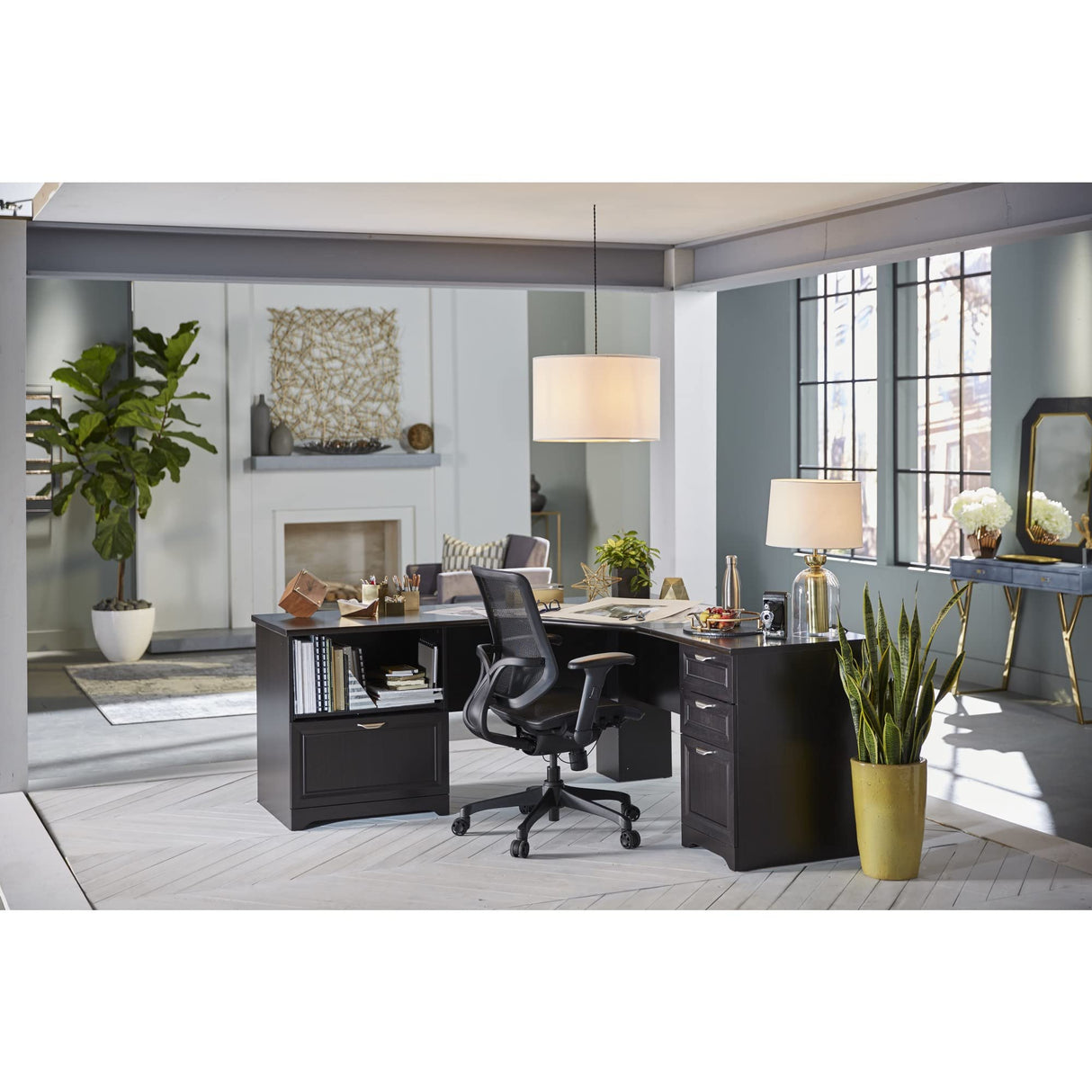 Realspace® Magellan Performance 71"W L-Shaped Corner Desk, Espresso Realspace