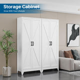 PEUKC 75" Farmhouse Metal Storage Cabinet with Doors and 4 Adjustable Shelves, Large Pantry Organizer for Kitchen, Dining Room, and Living Room,Assemble Require(White) PEUKC