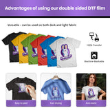 Vintalie DTF Transfer Film – A4 (8.5”x11”)50 Sheets Matte Double Sided DTF film for Epson/Inkjet printers,Heat Transfer Paper for light and dark fabrics,Direct to Film for sublimation Vintalie