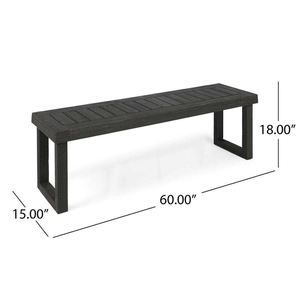 Christopher Knight Home Kemp Outdoor Acacia Wood Bench, Gray Finish, Sandblast Dark Grey Christopher Knight Home