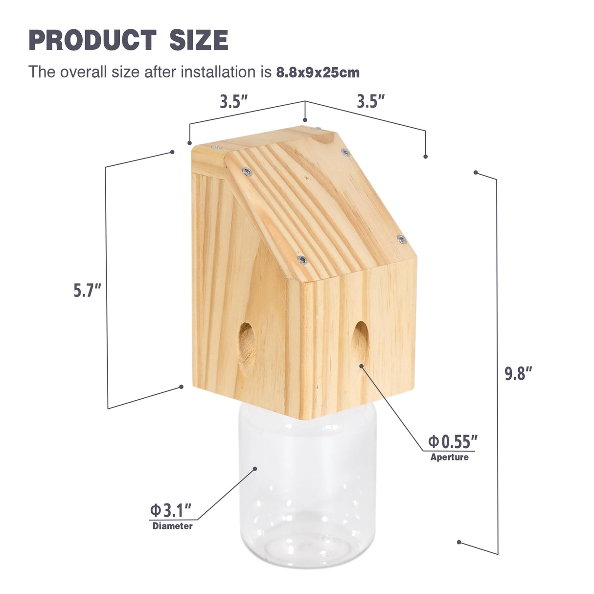 Best Bee Trap - Carpenter Bee Trap for Outside - Shed Style Nature Hanging Wood Trap for Outdoor with Removable Bee Vault Plastic Jar (2 Pack) Best Bee Trap