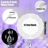 WindMage 6 Pack 8inch Sublimation Wind Spinner Blanks 3D Aluminum Metal Wind Sculpture Kinetic Spinners for Yard and Garden Indoor Art Ornaments Hanging Decoration (Wave Floral) WindMage