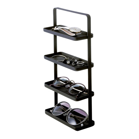 Yamazaki Home Tower 4-Tier Accessory Tray - Jewelry Holder & Storage Organizer - Steel, One Size, Black YAMAZAKI