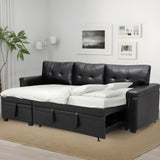 Naomi Home Transform Any Space: Sleeper Sectional Sofa with Convertible Sofa Bed & Inviting Chaise. Find Tranquil Comfort with Stress-Relieving Design & Durable Cushions - Black/Air Leather Naomi Home
