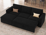 Belffin Modular Sectional Sleeper Sofa with Pull Out Couch, L Shaped Sleeper Pull Out Bed, Convertible Sectional Couches for Living Room, Black Belffin
