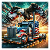 PFFNGPEN Truck Diamond Painting Kits for Adults, 5D DIY American Flag Diamond Art Kits for Beginners, Full Drill Round Diamond Art for Home Wall Decor, Eagle, 12x12 inch PFFNGPEN