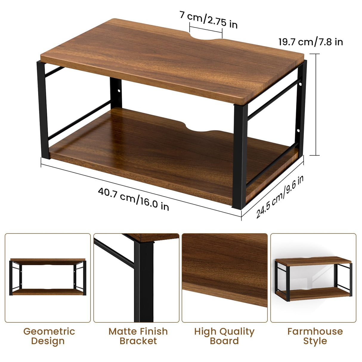 NANAGIFTREE Floating Nightstand Set of 2, Wood Bedside Shelf Wall Mounted Nightstand, Floating Bedside Table for Bedroom, Living Room, Bathroom, Kitchen, Office (Vintage Brown) NANAGIFTREE