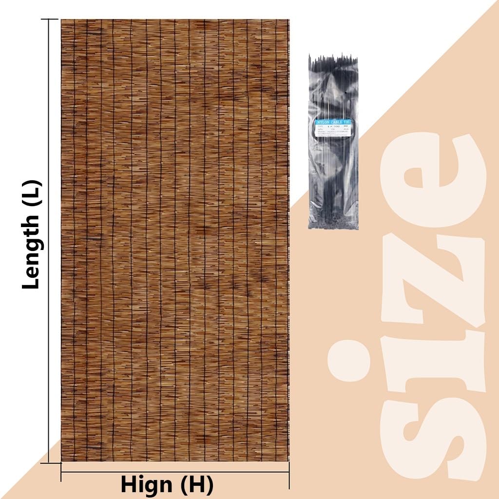 BeNsil Outdoor Privacy Fence 2ft 3ft 4ft 5ft 6ft High Reedhead Roll Balcony Privacy Screen Decorative Fences Privacy Screen Panels BeNsil