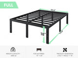 QEROMY Full Size Bed Frame - 18 in Sturdy Platform Bed Frame Full, Heavy Duty Metal Bed Frame No Box Spring Needed, Quick & Easy Assembly, No Noise, Black QEROMY