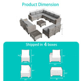 Muphyers 12-Piece Outdoor Patio Furniture Set Wicker Sectional Sofa Set, Patio Conversation Set with Thickened Cushions & Side Table for Patio, Garden, Backyard, Grey Muphyers