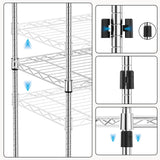 M MZG 1000 lbs 4Tier Shelf Metal Storage Shelves Wire Rack Closet Organizers with Wheel for Garage Kitchen Bathroom Laundry Chrome 13.7" D x 23.6" W x 53.4" H M MZG