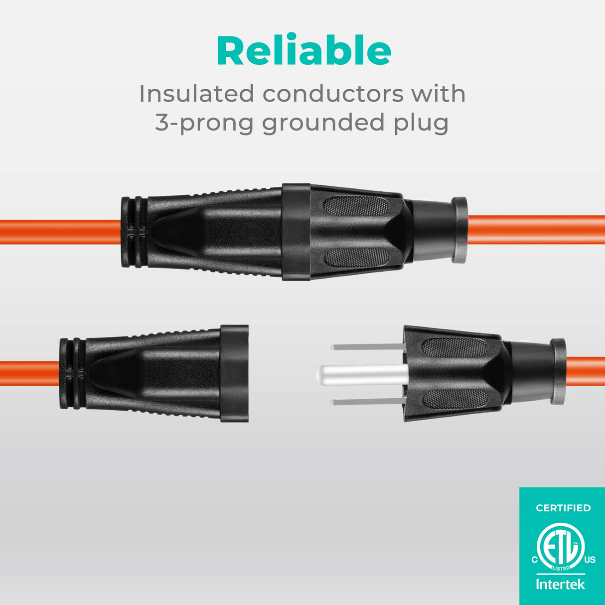 KMC 75ft Outdoor Extension Cord, 75-Foot 16/3 Weatherproof Indoor/Outdoor Extension Cable, Flexible SJTW 16-Gauge 100% Copper Wire, Durable Vinyl Jacket, UL/ETL Certified, 10A 1250W, Orange KMC