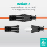 KMC 75ft Outdoor Extension Cord, 75-Foot 16/3 Weatherproof Indoor/Outdoor Extension Cable, Flexible SJTW 16-Gauge 100% Copper Wire, Durable Vinyl Jacket, UL/ETL Certified, 10A 1250W, Orange KMC