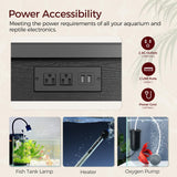 MAHANCRIS 40-50 Gallon Fish Tank Stand, Aquarium Stand with Power Outlet and Storage Cabinet, Heavy Duty Tank Stand Suitable for Turtle Tank, Reptile Terrarium, for Home Office, Black FTBK50E01 MAHANCRIS