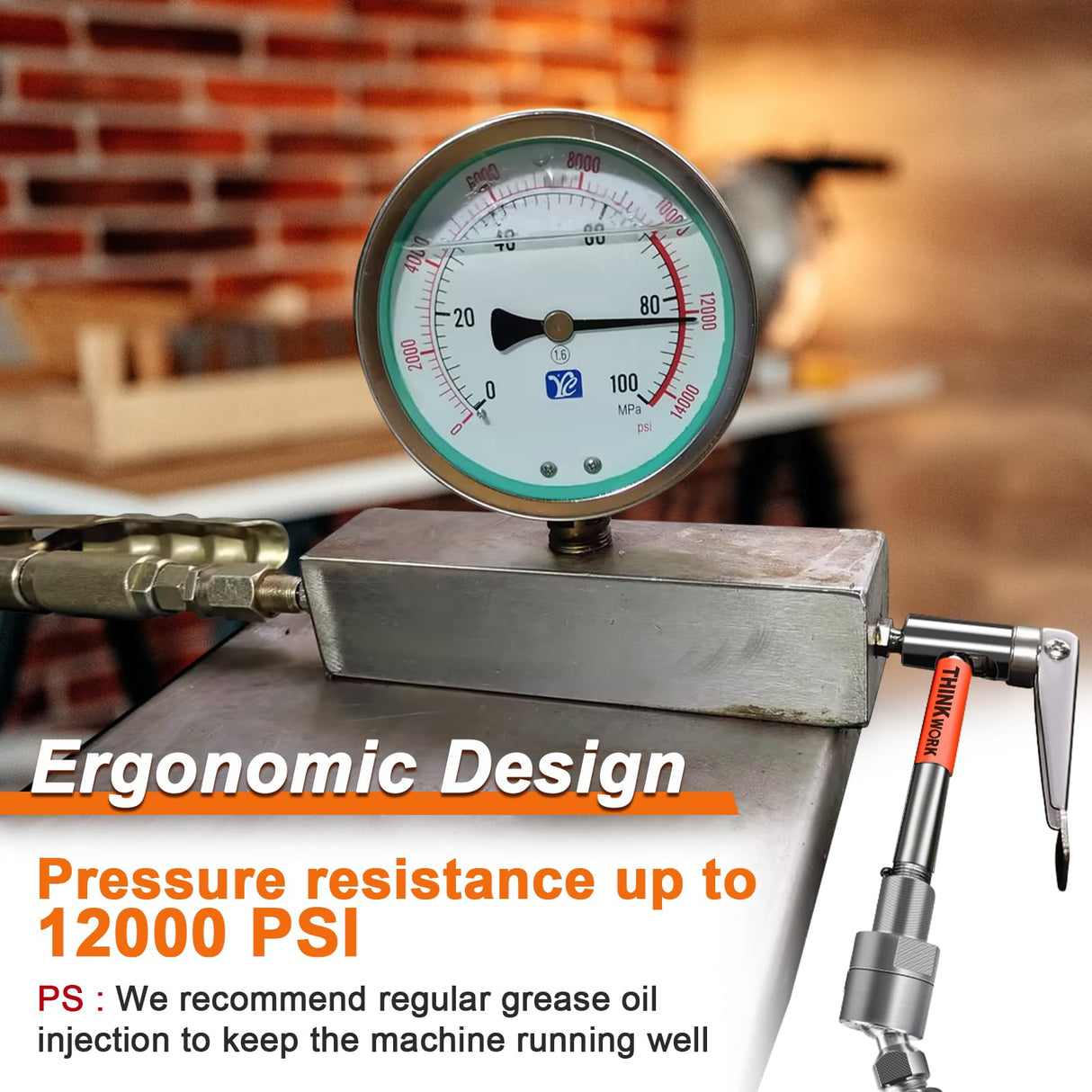 THINKWORK Grease Gun Coupler, 90° Degree Grease Gun Tips, Strong Lock on Greases Gun Couplers, 12000 PSI Quick Release Grease Coupler, Compatible with All Grease Guns 1/8" NPT Grease Gun Fittings THINKWORK