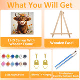 Mandun Paint by Numbers Kit for Kids with Frame, Cow Paint by Numbers for Kids Ages 4-8-12, DIY Cow Acrylic Oil Painting for Home Wall Art Decor Gift 9.8x9.8 inch (with Frame Easel) Mandun