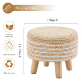 Cpintltr Round Seagrass Ottoman Footstool Handwoven Water Hyacinth Pouf with Solid Wood Legs Shoe Changing Stool Sturdy & Stylish Footrest for Living Room Balcony or Garden White Cpintltr