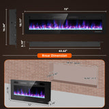 Kucreiheat 72 inch Electric Fireplace Wall Mount/Recessed/Free Standing-Ultra Thin Wall Fireplace Electric with Remote Control, Timer, 12 Flame Colors, Double Heat Vent, 750w/1500w Kucreiheat