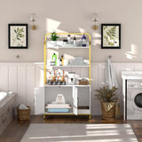 Easycom Cat Litter Box Enclosure Furniture with Shelves, Indoor Litter Box Furniture, Hidden Litter Box with Storage, Wooden Cat House with Cat Scratching Pad, Fit Most Cat Litter Box EasyCom