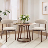COLAMY Wooden Dining Chairs Set of 6, Modern Upholstered Fabric Dining Room Chair, Farmhouse Kitchen Side Chairs with Foot Pegs, Beige COLAMY