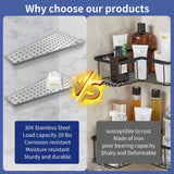 mivndeeopu 12" Corner Shower Shelf 2-Pcs, Rustproof 304 Stainless Steel Corner Shower Shelves with Razor Holder Slot Design Recessed Bathroom Shower Shelf for Tiled Wall (Brushed Silvery) mivndeeopu