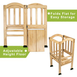 True Tot Toddler Tower - Folding Montessori Kitchen Stool for Children | Safety Rail & Non-Slip Rubber Feet | Adjustable Height | Solid Wood Construction Supports up to 100 lbs | Foldable for Storage True Growth Play - Learn - Grow